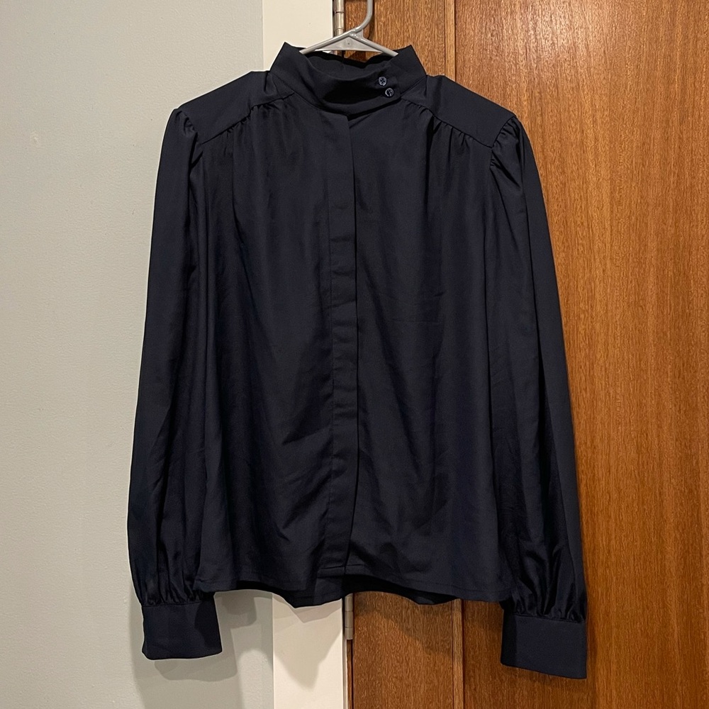 Vintage Young Sophisticates Navy Blue Blouse Top
